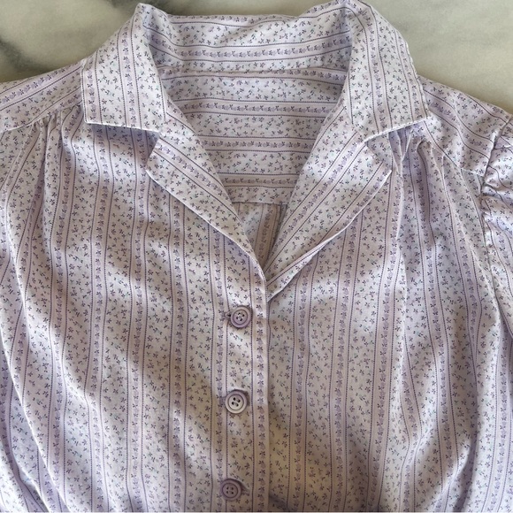 ⚡️Vintage⚡️ Handmade Long Sleeve Lavender Floral Cotton Midi Dress - Picture 8 of 8